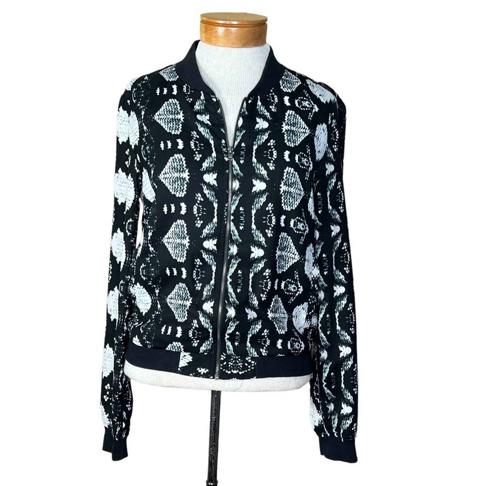 WII By Walter Baker Reptile Print Bomber Zip Front Jacket Small EUC
